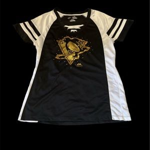 Majestic Black and White Short Sleeve Tee